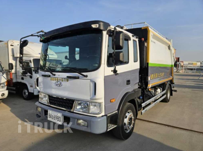 현대 압축진개 메가트럭 5톤 밀판식 배출